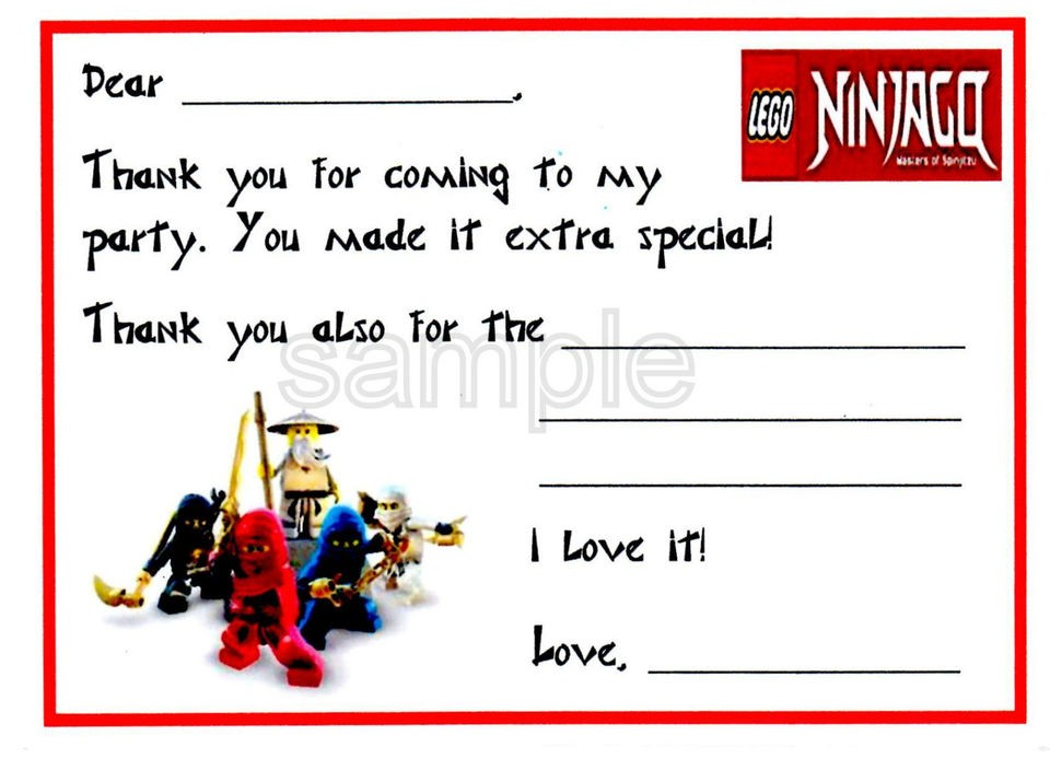 10   Lego NINJAGO Fill in THANK YOU Cards Notes