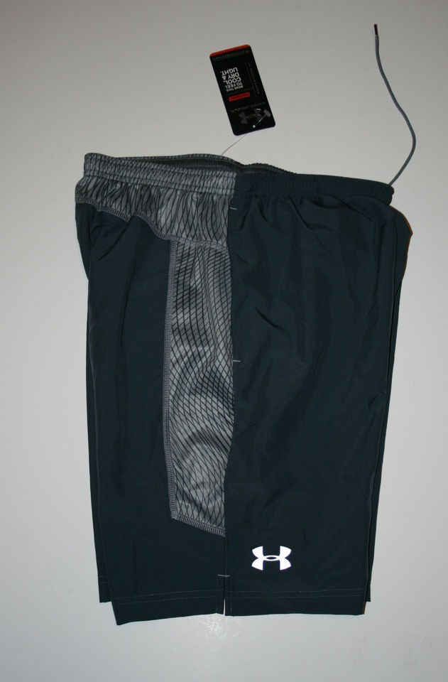   Mens UA Escape 9 Running Shorts Heatgear Blue Gray with Pattern