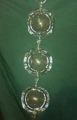 Lot of 3 glass hanging orbs plant terrarium tea light candle lantern 