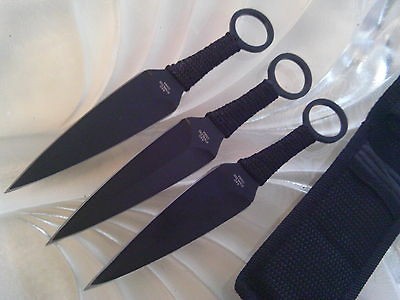 On Target Dual Edge Kunai Triple Throwing Knife Dagger Set 440 SS 