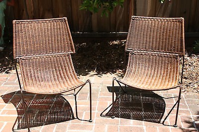 Iron & Wicker Chairs Mid Century Danish Modern, Attributed To 