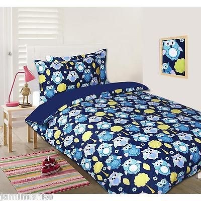 LAST LOT SINGLE BED BLUE OWLS GLOW IN THE DARK DOONA COVER SET 