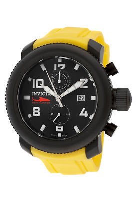   Sea Hunter Chrono. Black IP SS Black Dial Yellow Poly. Watch #1864 NIB