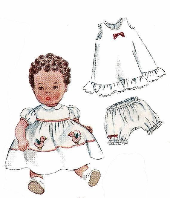 Doll Clothes PATTERN for 1950s Betsy Wetsy Tiny Tears 16 inch dolls 