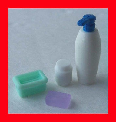 LIV DOLL DOLLHOUSE BATH ROOM ACCESSORY LOT LOTION BOTTLE SOAP & DISH 