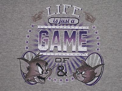 Tom And Jerry (Cartoon) Youth T Shirt (Size Large, Color Gray) New