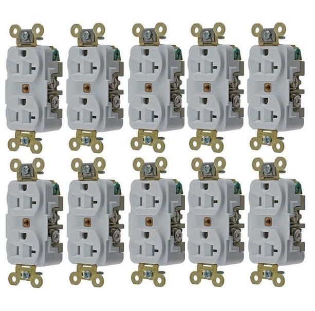 Quantity10 Hubbell 5362W Duplex Receptacle 5362 White HBL5362W 20 AMP 