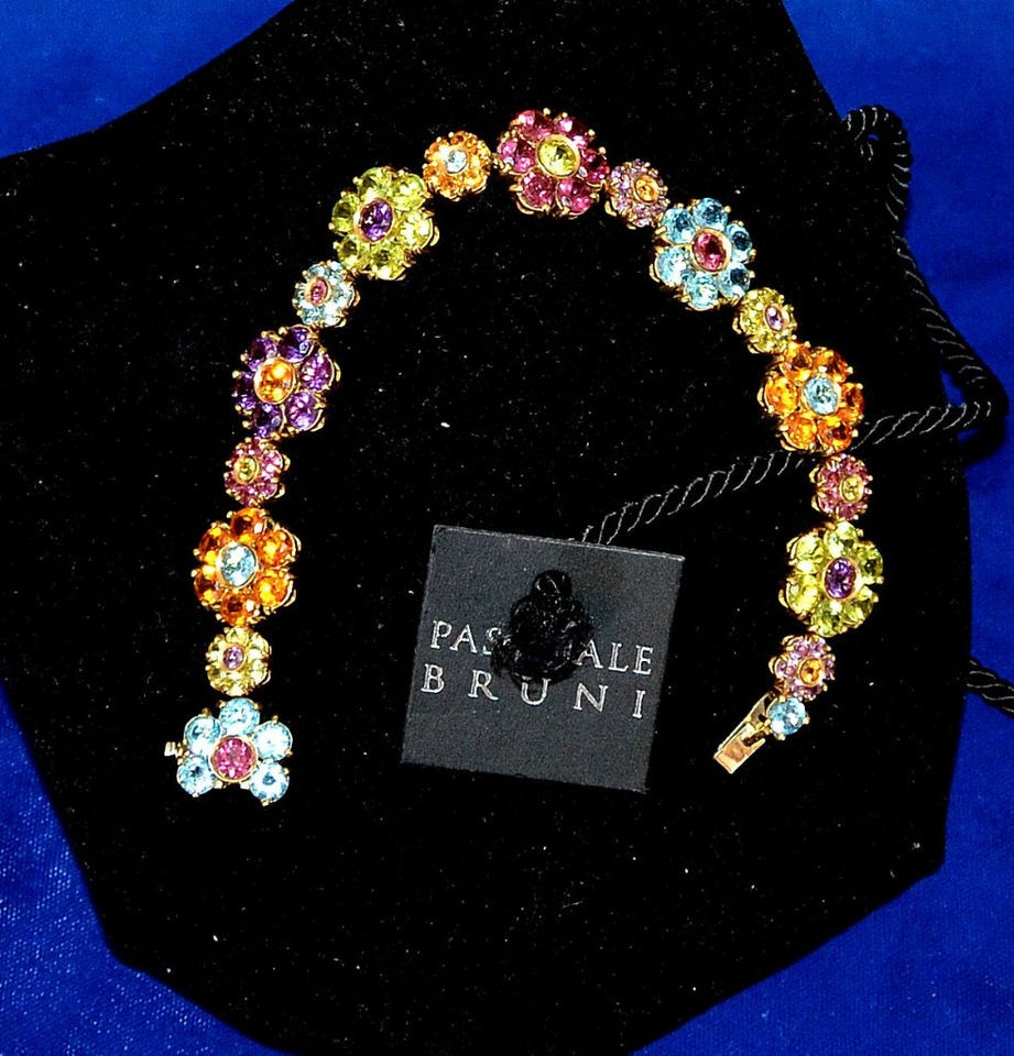   Bruni 18K Gold 17.2 CT Amethyst Topaz Peridot Bracelet Rare Stunning