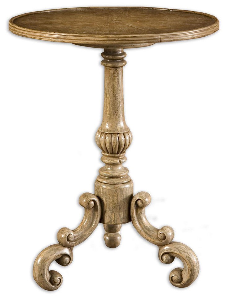 Nyandi Traditional Round Pedestal Base End Accent Table