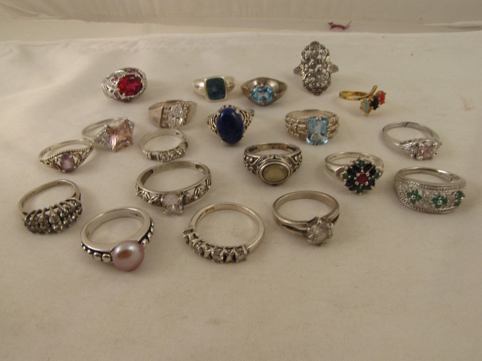 Sterling Silver Resale Ring Lot 20 rings 96.2 grams