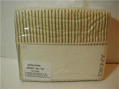 DKNY DONNA KAREN CITRUS STRIPE TWIN FULL SHEET SET NIP