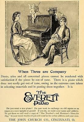 1893 Ad John Church Co Everett Piano Duet Trio Angel Instrument Cherub 