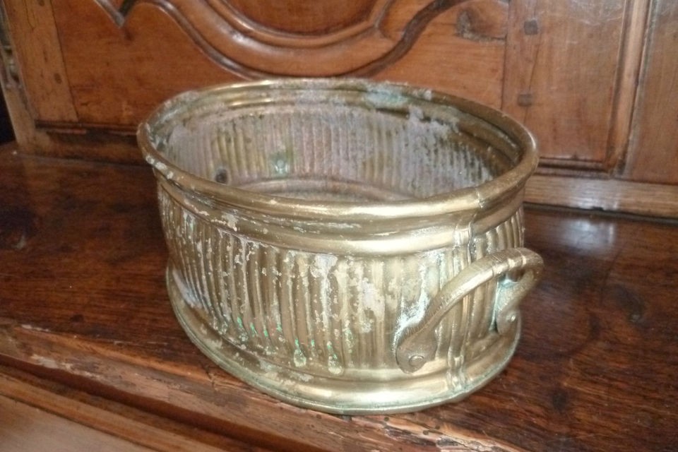 ELABORATE Ornate BRASS Planter Jardiniere VASE Urn BOWL Pot VINTAGE 