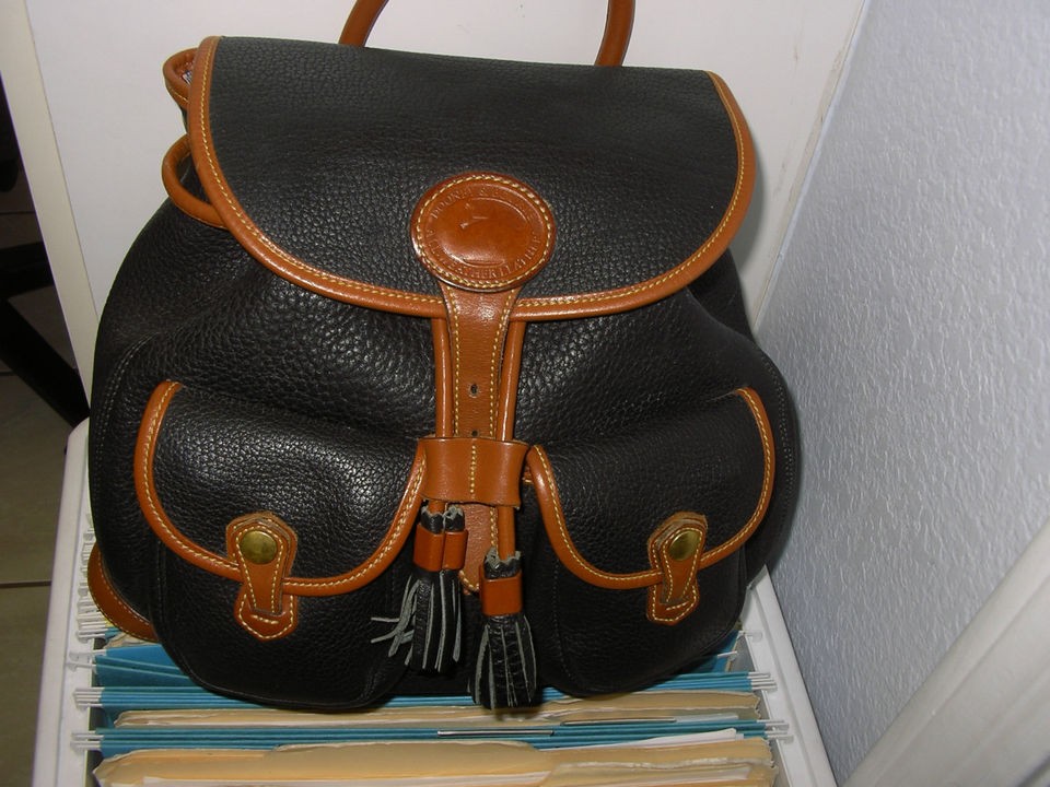 DOONEY & BOURKE PEBBLED BLACK LEATHER BACKPACK PURSE