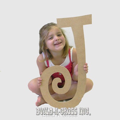 Unfinished Letters Curlz Paintable Large Letter Craft Wall Decor (J)