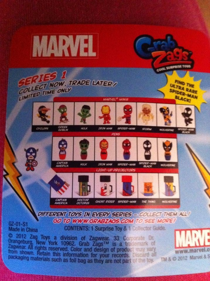 MARVEL GRAB ZAGS SERIES 1 GREAT LOT TO CHOOSE FROM