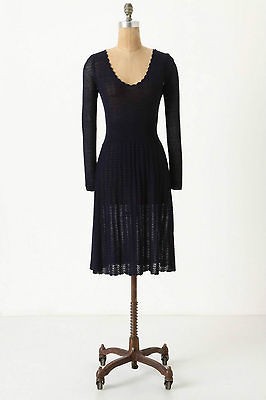 NEW Anthropologie SPARROW Pointelle Sweater Dress in Navy, SZ LARGE