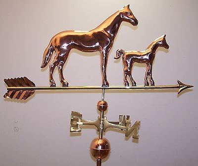 Beautiful MARE AND COLT on arrow weathervane, COMPLETE SETUP + mount