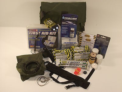 BUG OUT BAG SURVIVAL GRAB BAG GET HOME CAR KIT RATIONS, KNIFE, FIRE 