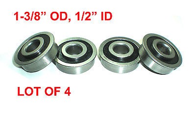 LOT OF 4, FLANGED BEARINGS 1 3/8 OD x 1/2 ID,WAGONS,CARTS,GO KARTS 