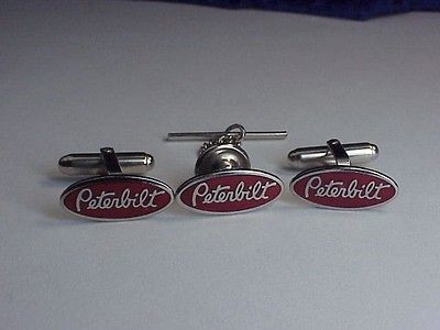   LOGO TIE TACK LAPEL PIN CUFFLINKS SET 18 WHEELER TRUCK RIG TRACKTOR