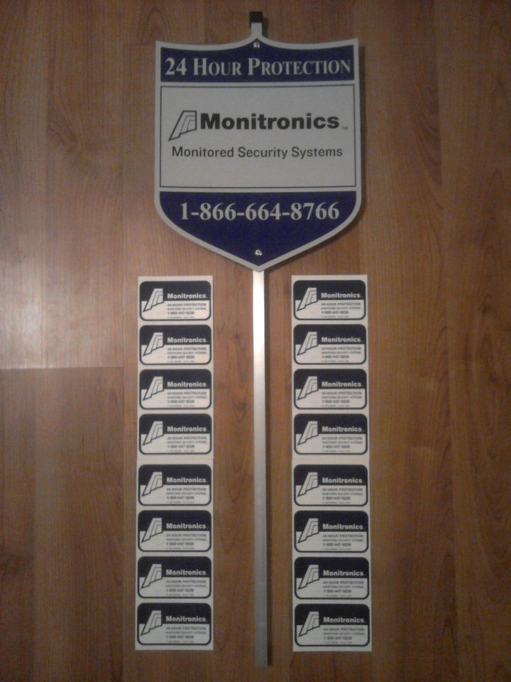   MONITRONICS SECURITY ALARM SYSTEM WARNING WINDOW STICKERS / DECALS