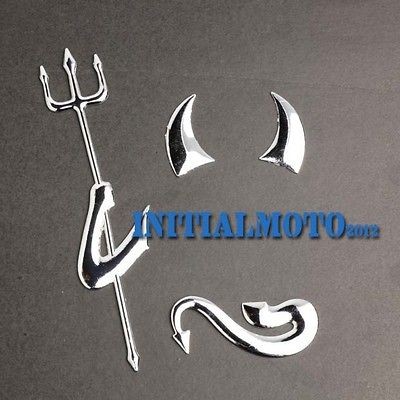 Universal Car Truck SUV 3D Devil Chrome Silvery Steel Logo Emblem 