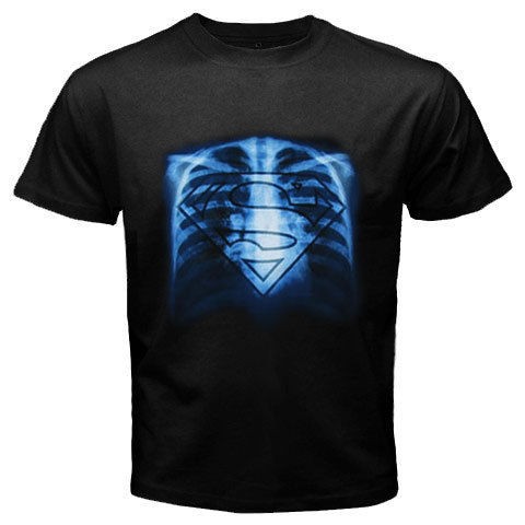 New Superman Smallville Clark Kent X Ray Logo Mens Black T Shirt Size 