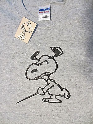 SNOOPY FENCING Heavy Cotton T SHIRT X LARGE