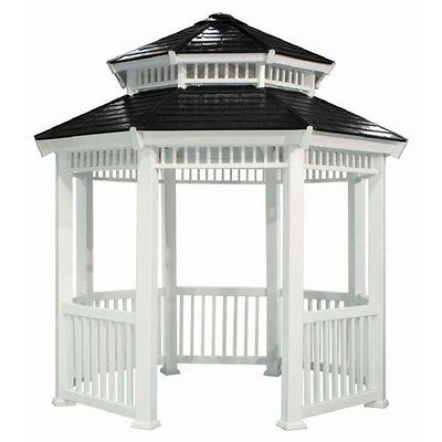   10 Gazebo Slate Look Double Roof Octagon PVC Garden Outdoor 15997