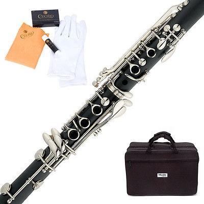 MENDINI Bb CLARINET BLACK EBONITE FOR BEGINNER STUDENT W/ CASE,CARE 