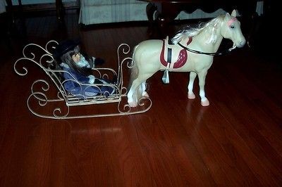 BEAUTIFUL METAL CHRISTMAS SLEIGH & HORSE FITS AMERICAN GIRL