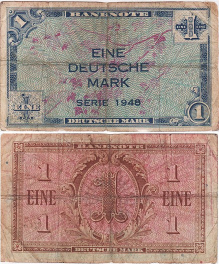   FEDERAL REPUBLIC EINE DEUTSCHE MARK 1948 POST WORLD WAR 2 P.2