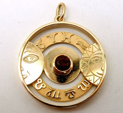 GUBELIN 18k GOLD ROTATING ZODIAC PENDANT MOON + SUN