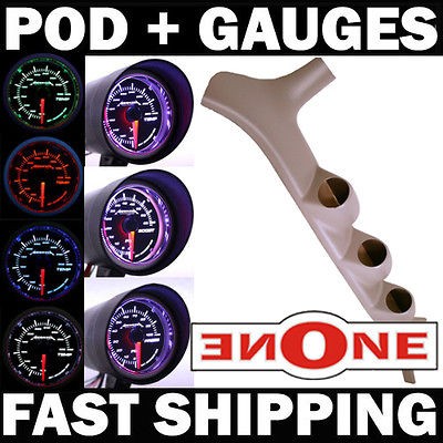 Tan 92 97 Ford F Series Powerstroke Pod + 4 LED color Diesel Gauge Set 