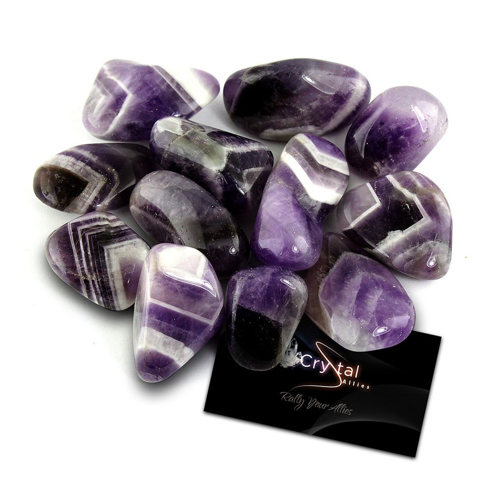 1lb Bulk Tumbled Chevron Amethyst Quartz Crystal Stones 1 Polished 