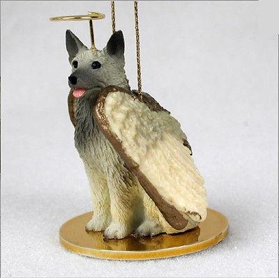 Norwegian Elkhound Dog Figurine Ornament Angel Statue Hand Painted