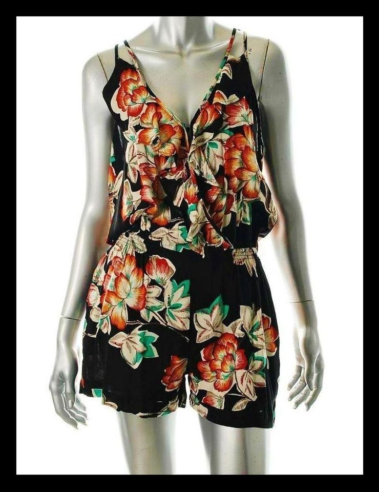 NWT American Rag ROMPER Black Floral Playsuit Hawaiian Urban Outfitter 