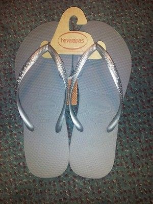 NEW* Havaianas Womens Slim Lace Flip Flop Grey/Silver 6