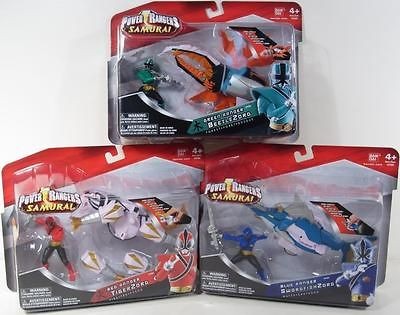 Power Rangers Samurai Lot of 3 Red Blue Green SwordfishZord TigerZord 