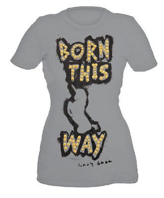 LADY GAGA~ BORN THIS WAY GOLD DOTS UNICORN GRAY SHIRT