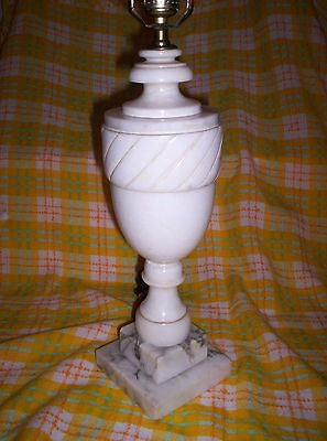 Carved Italian Alabaster Neoclassical Parlor Lamp Marble Deco Vintage 