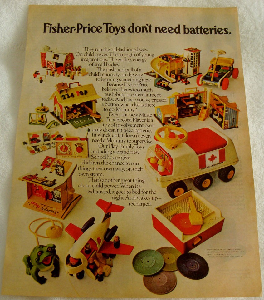 1971 FISHER PRICE TOYS RECORD PLAYER PLANE ATV BARN CANADA AD