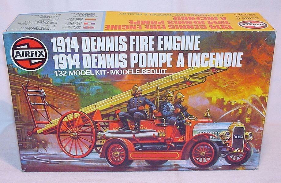 Airfix 132 DENNIS FIRE ENGINE 1914 Ladder Truck Model Kit S 6 MIB`79 