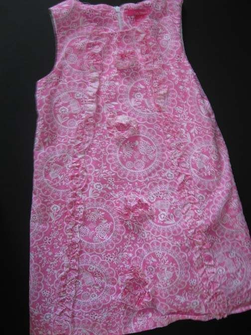 Lilly Wicket pink floral birdcage ruffle applique dress girls 4 5