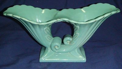 VINTAGE MID CENTURY ABINGDON POTTERY DOUBLE CORNICOPIA VASE GLOSSY 