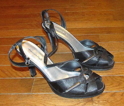 AEO American Eagle Black Strap 4  High Heel Shoes Womens Size 8 Dress 