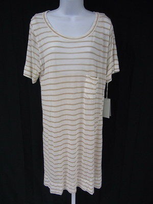 NWT ALC Harley Tan White Striped Short Sleeve Tunic Dress Sz S $258