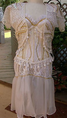 1980s Like a Virgin Madonna Costume Lacey Corset Top Dress 34B w 