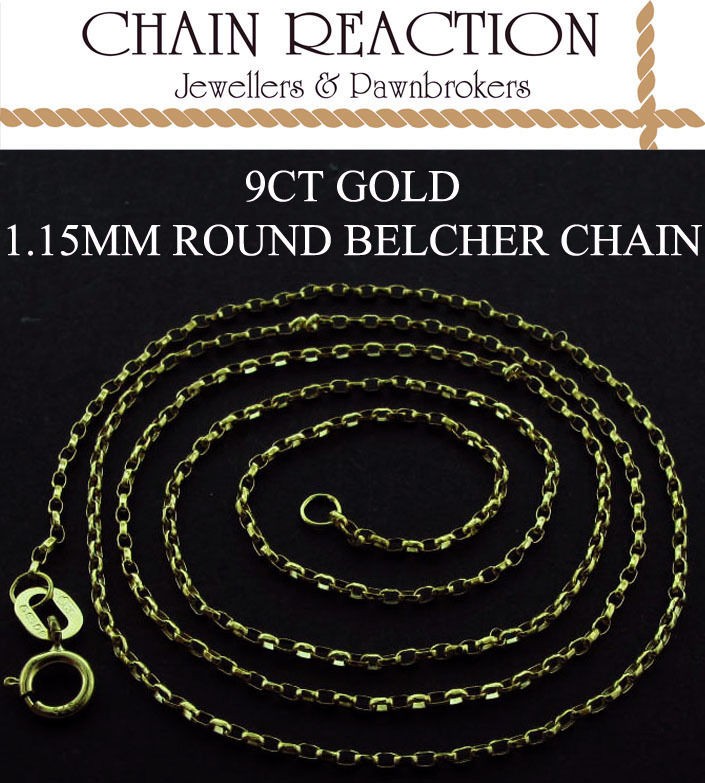 375 9CT GOLD 16 18 20 ROUND DIAMOND CUT BELCHER CHAIN LINK NECKLACE